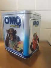 Boite Fer Metal Pub Ancienne Omo Micro Plus Lessive Singe Chimpanzé Publicitaire