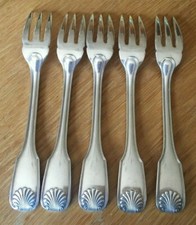 5 fourchette  a poisson métal argenté Solfin modèle coquille