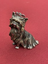 Statuette PELTRO Chien Yorkshire Étain Vintage