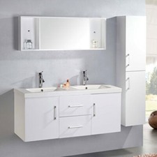 MEUBLE SALLE DE BAIN DOUBLE VASQUE LUXE 120 cm White Malibu