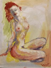 Peinture Femme Nue Nu Huile Rousse 1960 Expressionnisme Expressionniste Bogey