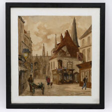 Aquarelle, Vue de rue animée