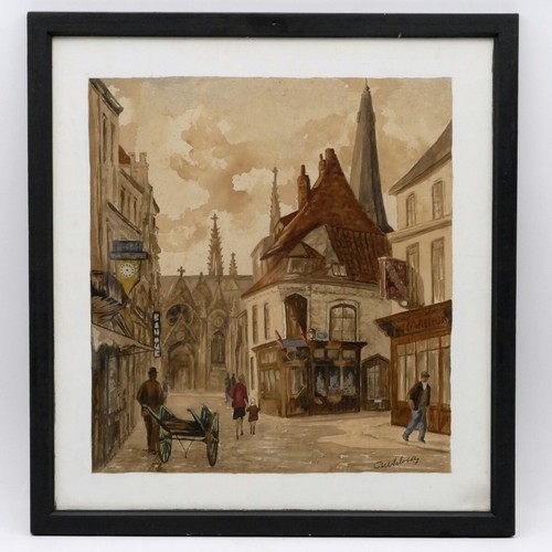 Aquarelle vue rue - aquarelle,,