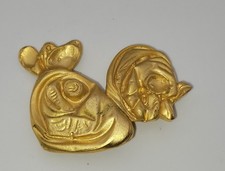 Bijoux Vintage Broche Oiseau Métal Doré Mat Signé Loola Paris #B# G3