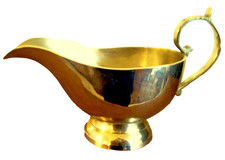 SAUCIERE MÉTAL ARGENTÉ SANS POINCON LÉGER REFLET OR- 19 CM-ANSE A ÉTÉ REFIXÉE