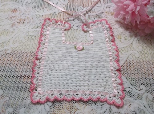 Hand crocheted baby bib - baby,