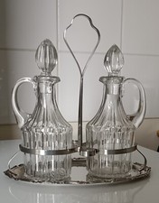 Serviteur Huile et Vinaigre en Métal et 2 Belles Carafes avec bouchons