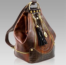 Marino Orlandi Italy brown leather backpack sling back bag