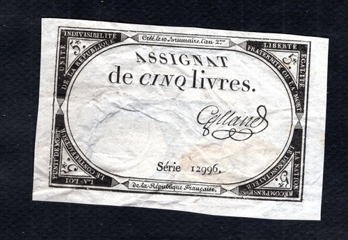 Assignat livres an - l'an, 2