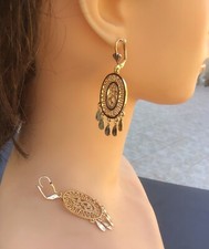 BOUCLE  D’OREILLE CRÉOLES STYLE  SAVOYARDE  PLAQUÉ DORÉE n.. 321 ROSANTINE