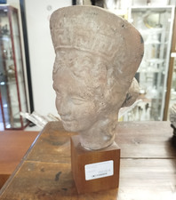 Tête en terre cuite de femme hellénistique SCULPTURE Socle Bois 15MAG 11/09