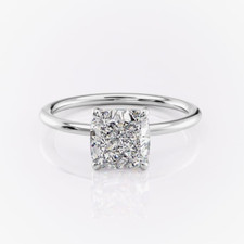 Bague de mariage diamant 1 ct coupe coussin en laboratoire IGI platine PT950 ...