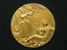 MEDAILLE BR.  R.DELAMARRE 54mm COMPAGNIE GÉNÉRALE TRANSATLANTIQUE ANTILLES 1952
