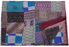 Multicolore Couvre-Lit Décoratif Ethnique Ralli Gudari Vintage Soie Patchwork