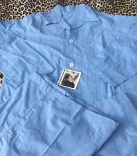 FRENCH ARMY 1940s HOSPITAL MEN PYJAMAS~BLUE COTTON~STAMPED~MADE IN FRANCE~NEW~L