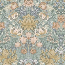 Papier Peint Floral Ornamental Damassé Feuillage Fleur Bleu / Multi Holden 13880