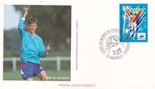 Enveloppe 1er jour MARSEILLE 31/05/1997 coupe du monde foot joie du butteur ti.
