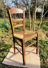 Chaise rustique paillé époque XIXe à 8 entretoises au piétement