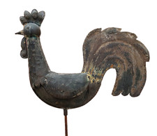 Tres Ancienne Belle Girouette Coq de Clocher Cuivre Riveté Antique Weather Vane