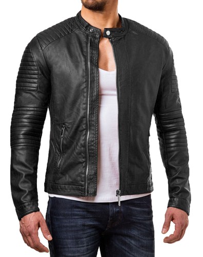 Blouson moto cuir - de, en