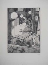 Philippe Mohlitz : La Barricade, Gravure originale signée