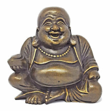 Statue En Bois Bouddha Heureux Porte-Bonheur Antique Moine Qici Artisanat