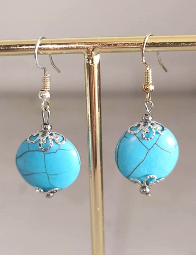 Boucles oreilles pierre bleue - boucles,