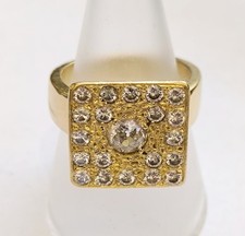 SPECTACULAIRE BAGUE EN OR JAUNE 18K AVEC DIAMANTS 1,50 CARATS 17,65 g T62