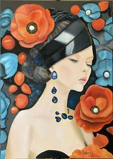 Élégance D’un Autre Temps - Portrait Contemporain - Huile sur toile 50x70cm