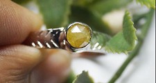 Bague diamant taille rose jaune naturel 0,50 ct bague diamant brut bague en a...
