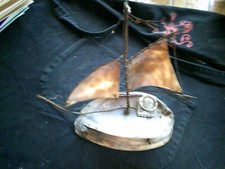 PORTE PLUME  BATEAU VOILIER ARCACHON COQUILLAGES AVEC ENCRIER STRUCTURE FER