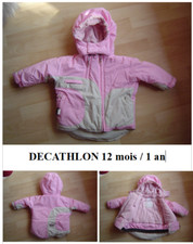 DECATHLON : DOUDOUNE rose et gris fille 12 mois - com NEUVE -
