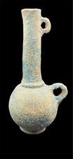 Belle et rare bouteille ancienne en terre cuite émaillée Kushan du Proche-Orient