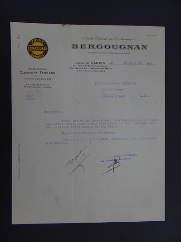 Facture pneus bergougnan - facture, 1935