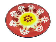 Vintage Porcelaine Plat Plaque Design Ancien Main Fabriqué Unique Floral 1