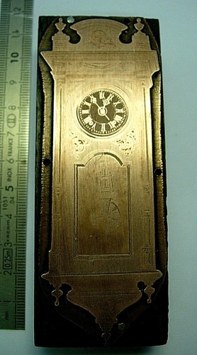 Plaque gravure cuivre horloge - cuivre,