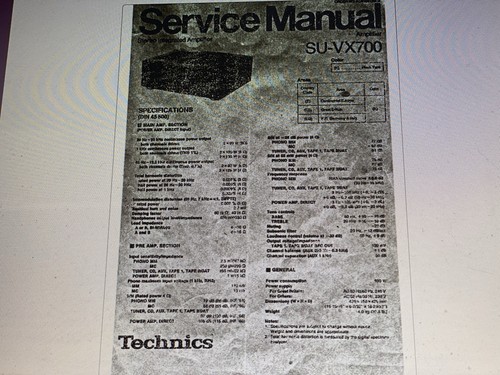 Technics vx700 service - technics, su-vx700