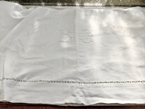 Drap ancien plat coton blanc