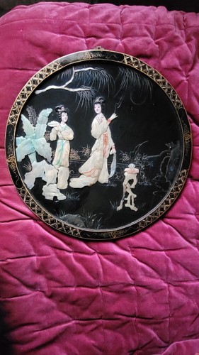 Tableau rond chinois laque - chinois,