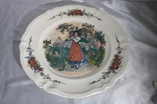 Vintage Plat faïence d'Alsace Obernai Sarreguemines  rond diamètre 34,5 cm