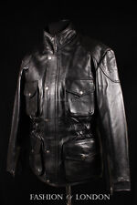 homme ' Hunter Moto ' noir peau de vache cuir Safari MOTARD MOTO VESTE 8343