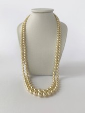 Collier chute de perles de majorque nacrées 2 rangs fermoir en argent 925/1000