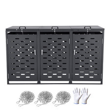 Abri de rangement pour poubelles extérieur 3 x 240 L couvercle à chaîne