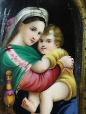 LA VIERGE DE LA CHAISE. PETIT RETABLE DE TABLE. PORCELAINE ÉMAILLÉE. BRONZE.FRAN