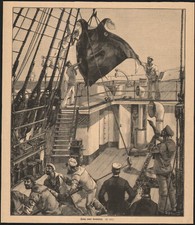 1880 Gravure originale pêche