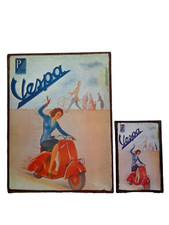 Stop Affaire -50% Lot de 2 PLAQUES METAL VESPA GM 35x23cm et PM 17,5x11,5cm