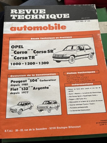 Revue technique opel corsa - technique, sr