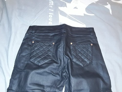 Pantalon noir simili cuir - noir,