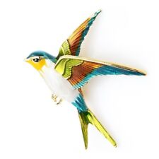 Broche Hirondelle pour Homme et Femme Peinte à la main et Emaillée, bijou oiseau