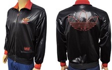 Adidas track jacket Chile 62 Black Orange Shiny Big Logo Rétro Vintage Size S 